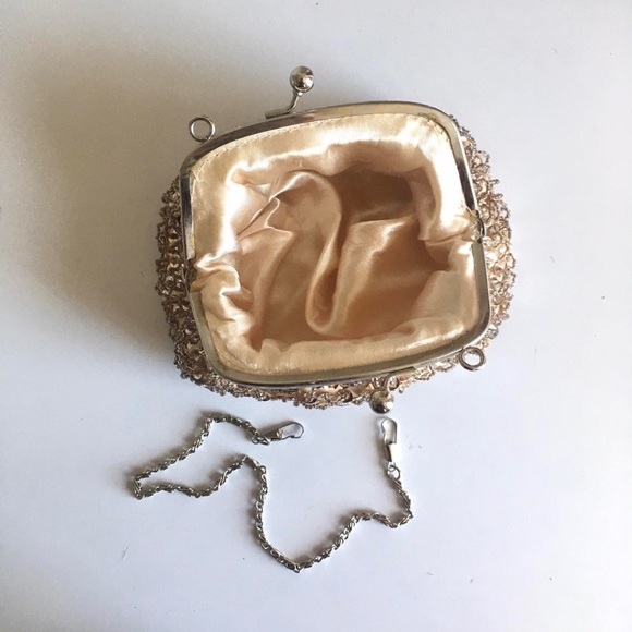 Champagne Sequined and Beaded Clutch - PLEASE COMMENT BEFORE BUYING - Picture 3 of 4